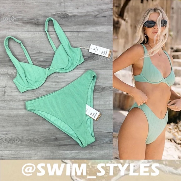 ☀️BILLABONG☀️ SUNSET RIB EMMA UNDER WIRE SUNSET RIB HAVANA BIKINI SET - Picture 1 of 16